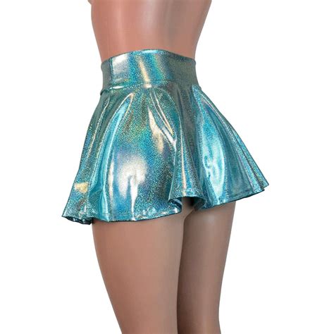 holographic mini skirt|blue holographic skirt.